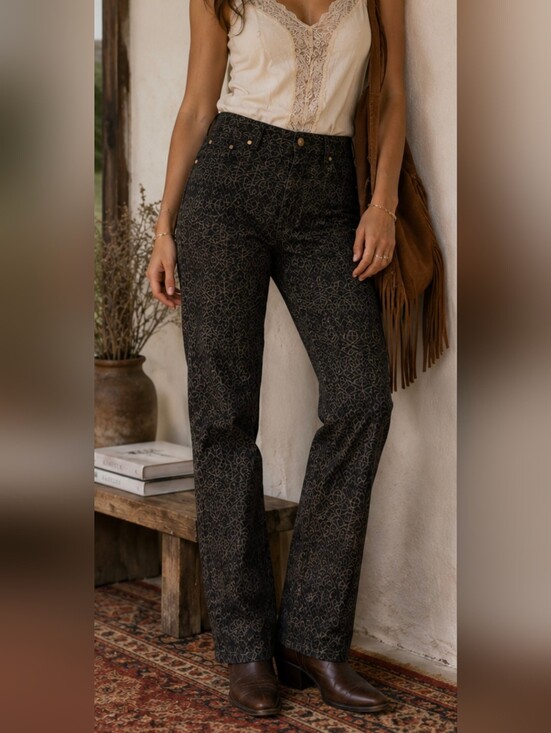 H&M Denim - H&M Black and Brown Geometric Print Jeans
